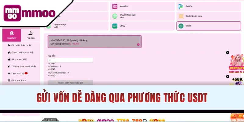 Chi tiết các bước chuyển khoản USDT